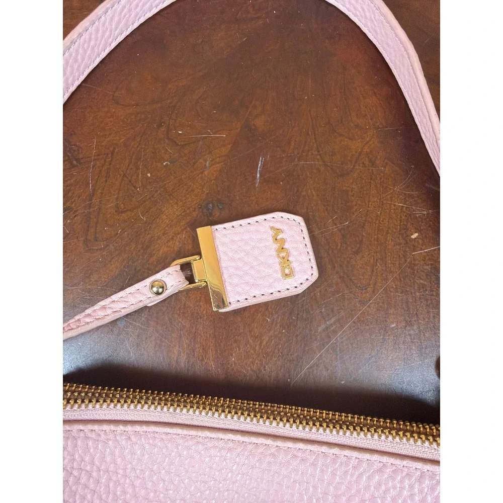 DKNY Pink Pebbled Leather Crossbody Bag Multi Zip Shoulder Purse Gold Hardware‎